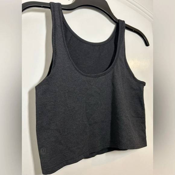 Lululemon Ribbed Cropped Tank Top size 6 color grey - Picture 3 of 8